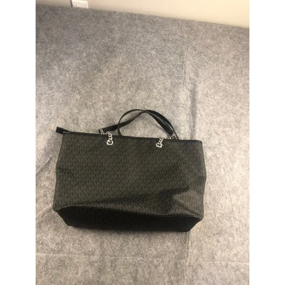 Michael Kors Black MK Logo Jet Set Travel Tote Tablet Zip NWOT - Picture 2 of 10